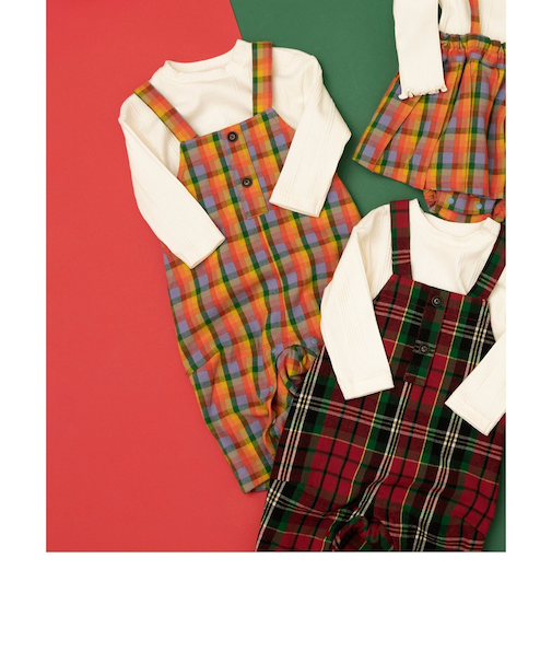 【リンク】2Pセットチェックベビーサロペ