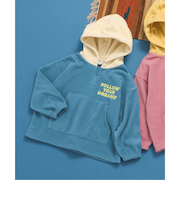 フード配色フリースパーカー