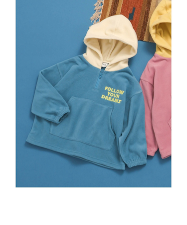 フード配色フリースパーカー