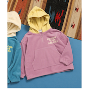 フード配色フリースパーカー