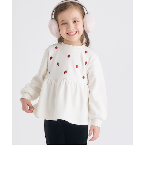 WEB限定 裏シャギーペプラム刺繍トレーナー