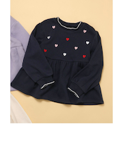 WEB限定 裏シャギーペプラム刺繍トレーナー