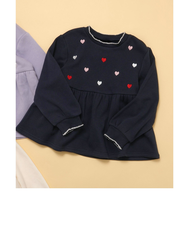 WEB限定 裏シャギーペプラム刺繍トレーナー