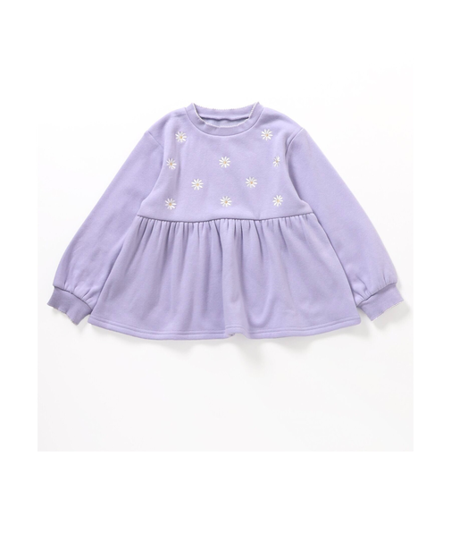 WEB限定 裏シャギーペプラム刺繍トレーナー