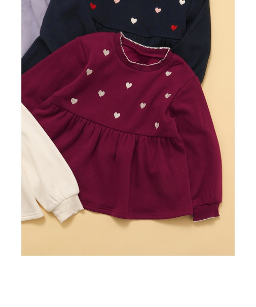 WEB限定 裏シャギーペプラム刺繍トレーナー