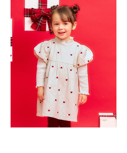 tiny bear キルト刺繍ワンピース