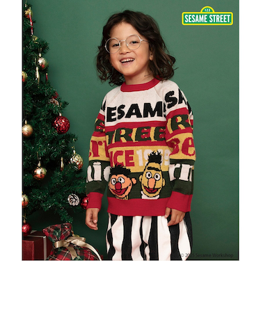 セサミストリート 2色2柄ジャガードセーター