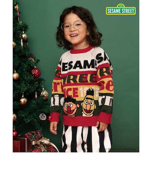 セサミストリート 2色2柄ジャガードセーター