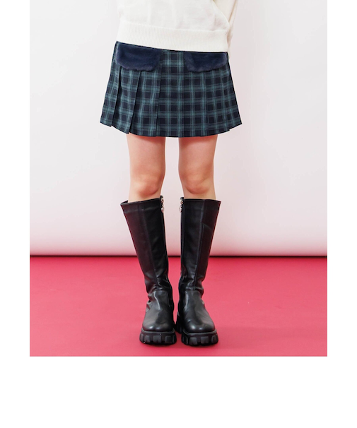 エコファーフラッププリーツスカート