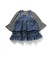 2Pセットデニムフリルワンピース