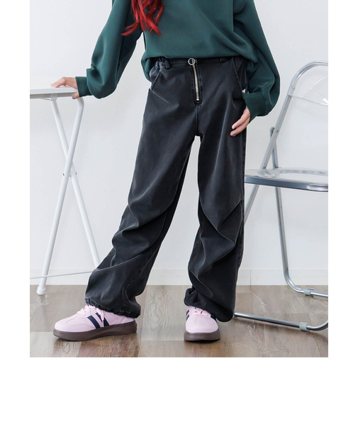 あったかフロントジップワイドパンツ