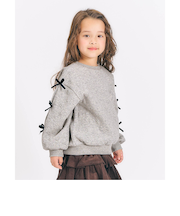 袖リボンキルトトレーナー