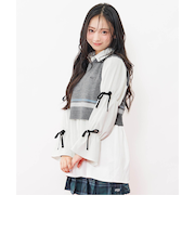 ニットベスト＆りぼんミニワンピセット