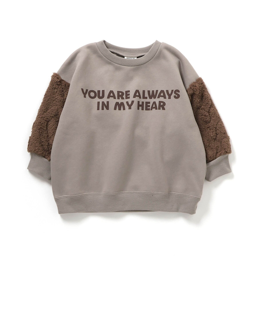 袖ジャガードファーフリース切替トレーナー