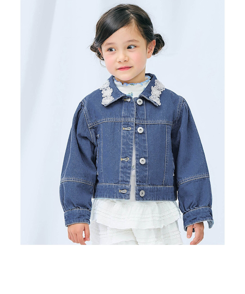 レースモチーフショートデニムジャケット｜エフオーオンラインストアの