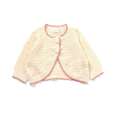 透かし編み配色ニットカーディガン