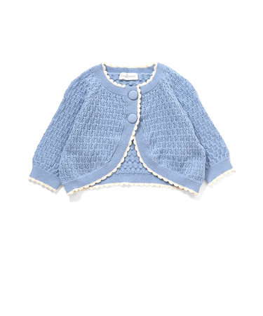 透かし編み配色ニットカーディガン