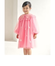スカラップ衿チュールワンピース＿アプレレクールマシェリ