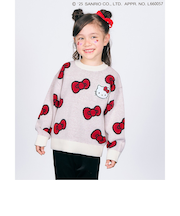 「ハローキティ」リボンジャカードニット