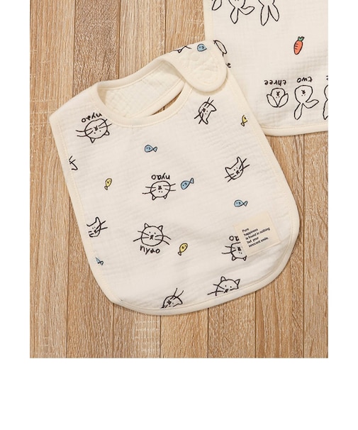 ねこ・うさぎ大判ガーゼスタイ