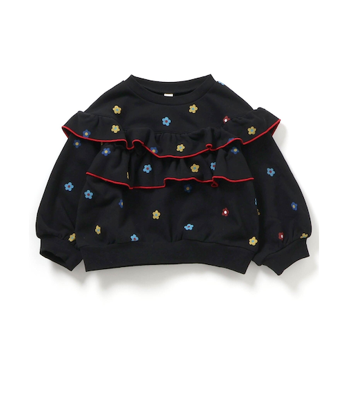 フラワー・無地メロウフリルトレーナー