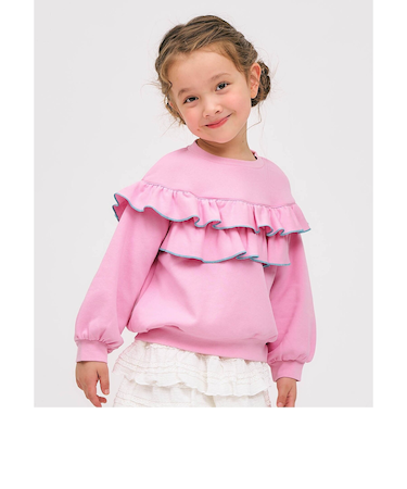 フラワー・無地メロウフリルトレーナー