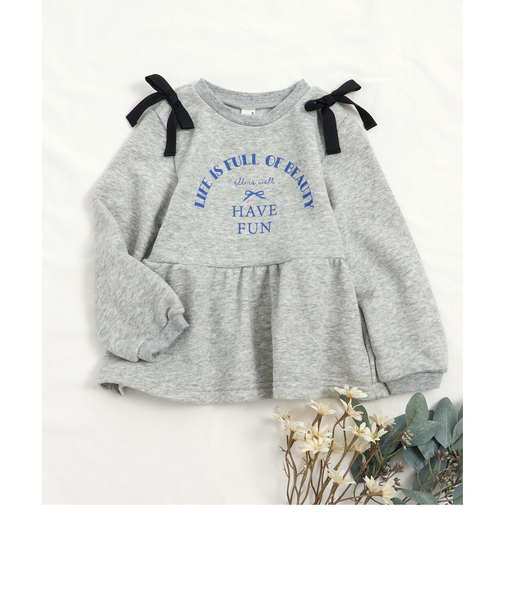 WEB限定 肩リボンペプラムトレーナー