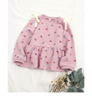 WEB限定 肩リボンペプラムトレーナー