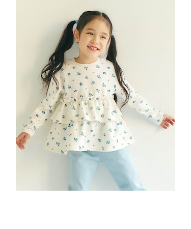 袖リボンティアードペプラムトップス