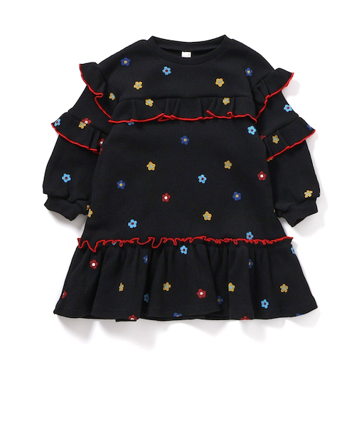 ワッフルメニーフリルワンピース