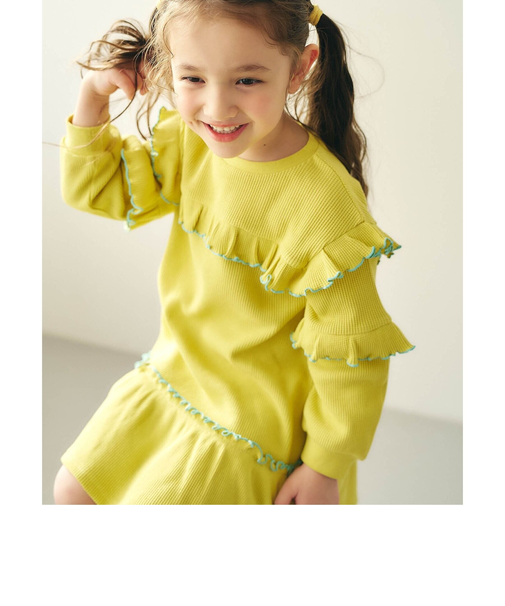 ワッフルメニーフリルワンピース