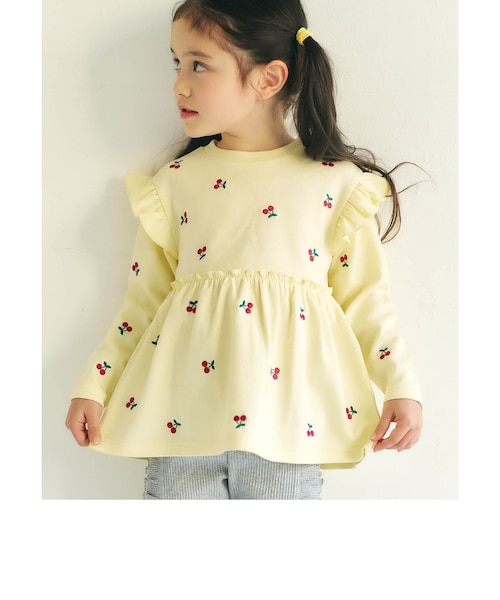 総柄刺繍ペプラムフリルトップス｜エフオーオンラインストアの通販