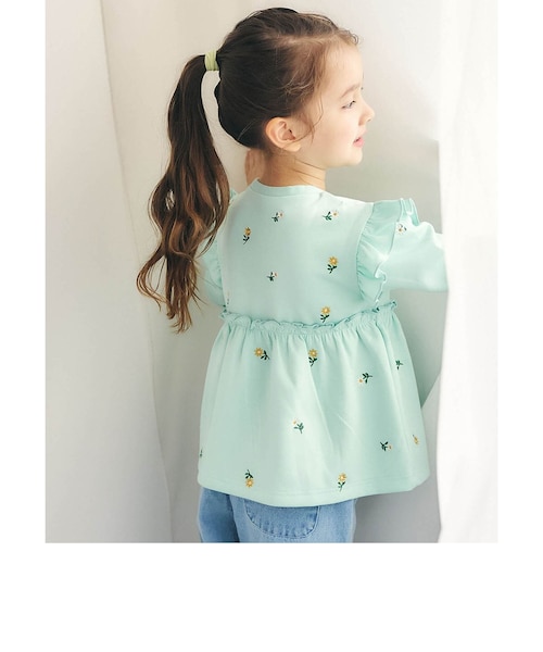 総柄刺繍ペプラムフリルトップス｜エフオーオンラインストアの通販