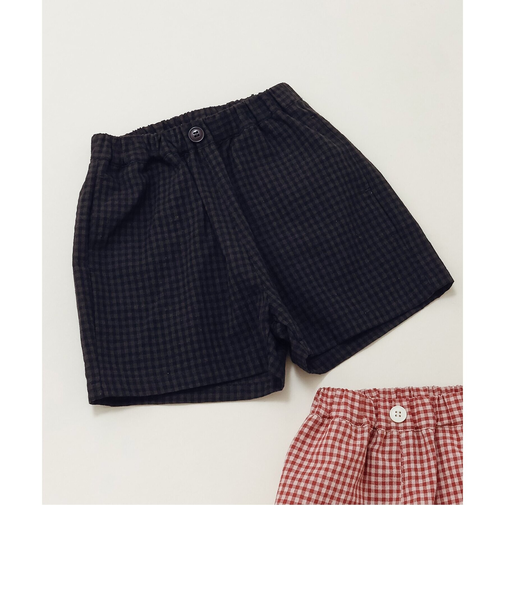 【リンク】ギンガムチェックタックパンツ  5分丈