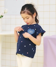 WEB限定 ハート・フラワーアップリケフリルTシャツ