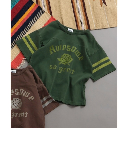 フットボール製品染め5分袖Tシャツ