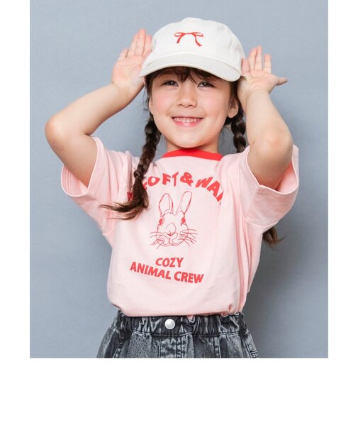 WEB限定  リンガー配色アニマルカレッジTシャツ