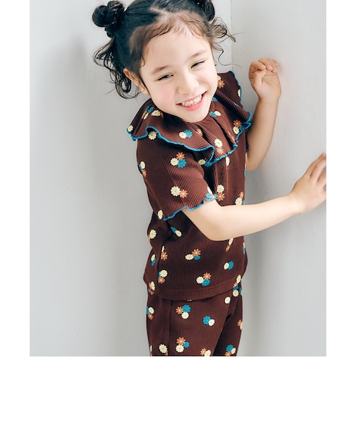WEB限定 ワッフルフリル衿Tシャツ