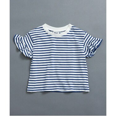 WEB限定  袖フリルボーダーTシャツ