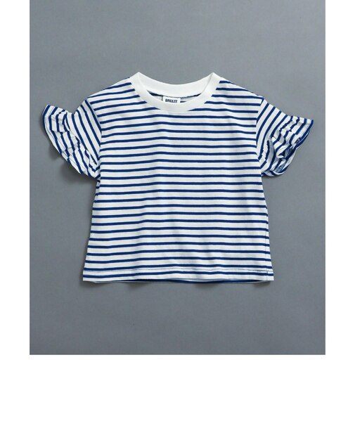 WEB限定  袖フリルボーダーTシャツ
