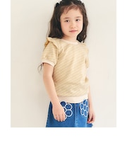【リンク】肩フリルフラワージャガードTシャツ