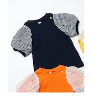 袖刺繍シアースリーブTシャツ