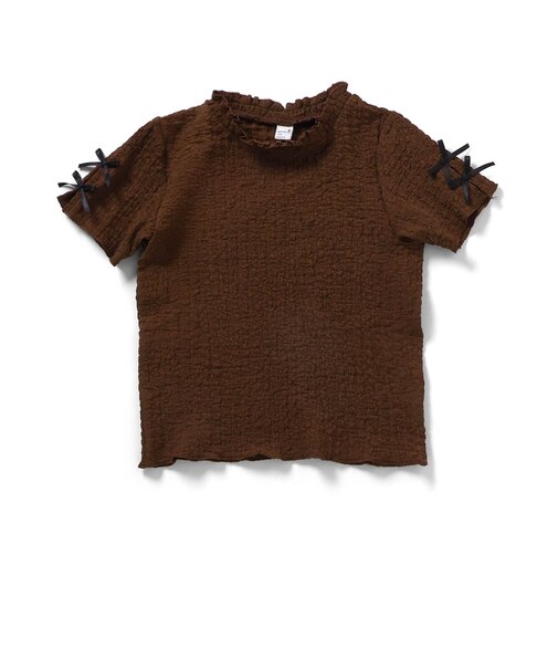 ぽこぽこジャガード袖リボンTシャツ