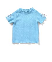ぽこぽこジャガード袖リボンTシャツ