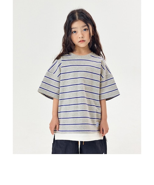 WEB限定 KUDOZ.B レイヤード先染めボーダーTシャツ