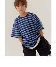 WEB限定  KUDOZ.B レイヤード先染めボーダーTシャツ