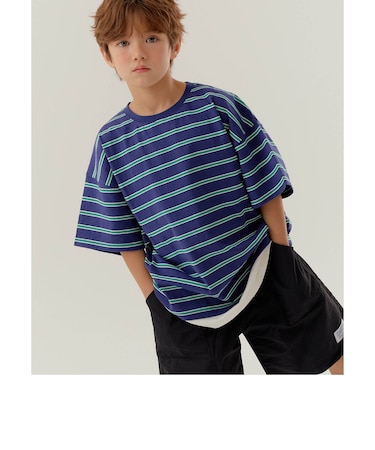 WEB限定  KUDOZ.B レイヤード先染めボーダーTシャツ