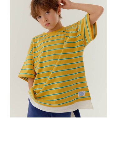 WEB限定  KUDOZ.B レイヤード先染めボーダーTシャツ