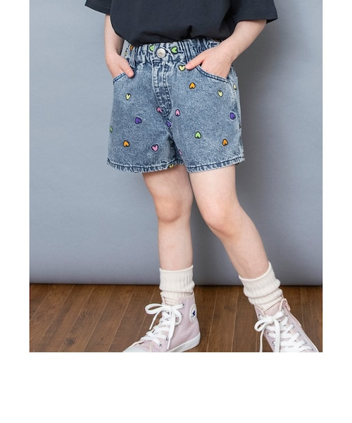 刺繍デニムショートパンツ ショート丈｜エフオーオンラインストアの