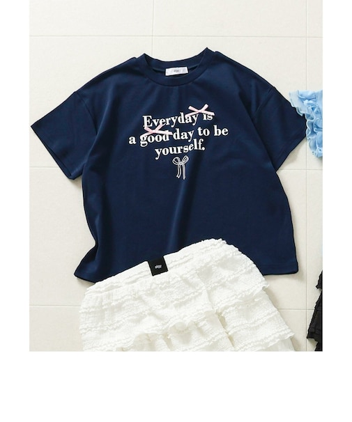 シルケット加工りぼん付きロゴT